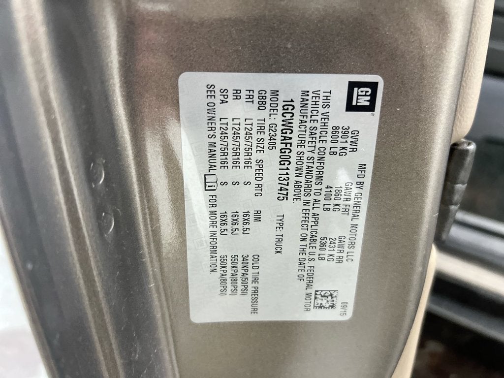 2016 Chevrolet Express Cargo 2500 RWD 2500 135"